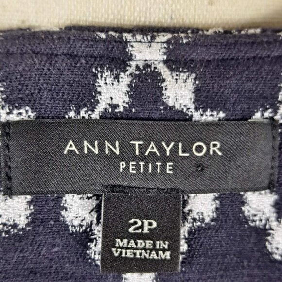 Ann Taylor Size 2P Black White Diamond Pattern Blazer Zip Front 2 Slip Pockets - Picture 9 of 12